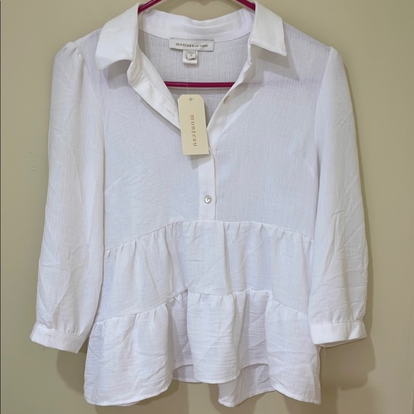 Monteau Off White Blouse size S new without tags - Picture 1 of 5